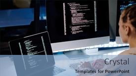  Presentation with front desk - Presentation consisting of focus-on-computer-screen background and a light blue colored foreground