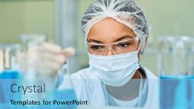  Presentation with scientific - Presentation theme consisting of focus-on-face-of-young background and a light blue colored foreground