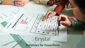  Presentation with focus - PPT theme having focus-on-hand-of-mature background and a mint green colored foreground