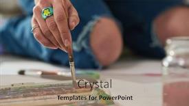  Presentation with artwork - Slide deck with focus-on-hand-of-young background and a coral colored foreground