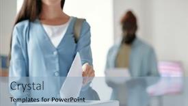  Presentation with black female - PPT theme with focus-on-hand-of-young background and a light blue colored foreground