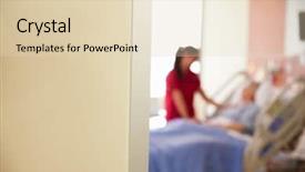  Presentation with icu nurse hospital patients - Colorful PPT layouts enhanced with doorway - focus on hospital room sign backdrop and a lemonade colored foreground