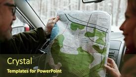  Presentation with route - PPT theme with focus-on-local-paper-map background and a tawny brown colored foreground