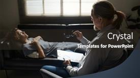  Presentation with depressed - PPT layouts with focus-on-mature-confident-psychologist background and a wine colored foreground