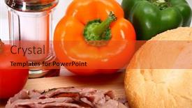  Presentation with roast beef - Amazing presentation theme having focus-on-orange-bell-pepper backdrop and a red colored foreground