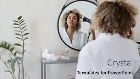  Presentation with mirror reflection - PPT theme with focus-on-reflection-in-mirror background and a light gray colored foreground