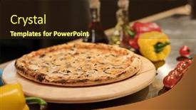  Presentation with vegetarian - Slide set consisting of focus-on-round-wooden-board background and a  colored foreground