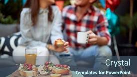  Presentation with tomato juice - Slides featuring focus-on-sandwiches-with-cherry background and a ocean colored foreground