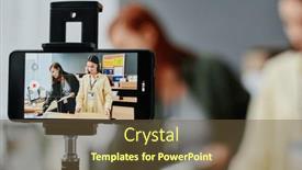  Presentation with donation - Slide deck consisting of focus-on-screen-of-smartphone background and a tawny brown colored foreground