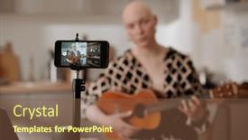  Presentation with bald - Slides enhanced with focus-on-smartphone-screen background and a tawny brown colored foreground