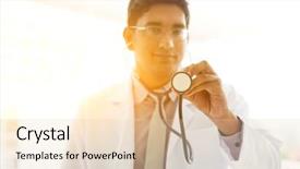  Presentation with asian doctor - Presentation featuring focus on stethoscope beautiful golden background and a lemonade colored foreground