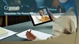  Presentation with grammar - Presentation consisting of focus-on-tablet-screen background and a ocean colored foreground