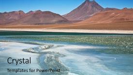  Presentation with cracked ice - Audience pleasing slides consisting of lagoon in atacama desert chile backdrop and a light blue colored foreground