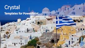  Presentation with santorini - Presentation theme having focus on waving greek flag background and a teal colored foreground