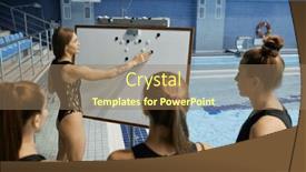  Presentation with water polo - Presentation enhanced with focus-on-young-female-trainer and a coral colored foreground