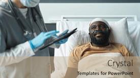  Presentation with data medical - PPT theme enhanced with focus-on-young-injured-african background and a coral colored foreground