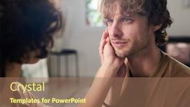  Presentation with serene - Presentation theme featuring focus-on-young-serene-blond background and a coral colored foreground