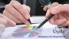  Presentation with business plan - Colorful PPT theme enhanced with focus plan - close-up of business partners hands backdrop and a light blue colored foreground