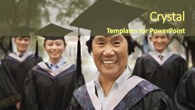  Presentation with professor - Cool new PPT theme with focus role - professor and graduates backdrop and a  colored foreground