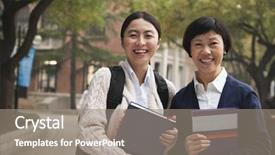  Presentation with professor - Colorful slide set enhanced with focus role - university student and professor backdrop and a  colored foreground