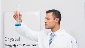  Presentation with focus - Colorful presentation design enhanced with focus-scientist-looking-at-blue and a white colored foreground