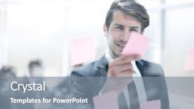  Presentation with teal design music note - Audience pleasing slides consisting of focus solution - young businessman reading a note backdrop and a gray colored foreground