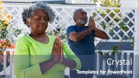  Presentation with retirement garden - PPT theme featuring focused-african-american-senior-couple background and a  colored foreground