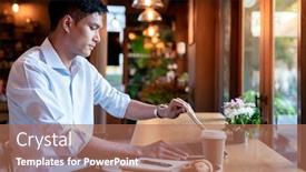  Presentation with college - Presentation theme enhanced with focused-asian-college-student-shut background and a coral colored foreground