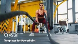  Presentation with battle - Beautiful slide deck featuring focused-athletic-sportswoman-doing-exercise backdrop and a gray colored foreground