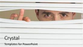  Presentation with eyes - Colorful PPT theme enhanced with focused beautiful brown male eyes backdrop and a white colored foreground