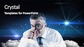  Presentation with glasses - Amazing presentation design having well designed stylish dark blue - focused businessman with magnifying glasses backdrop and a black colored foreground