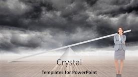  Presentation with horizon - Beautiful theme featuring focused businesswoman against city on the horizon backdrop and a soft green colored foreground