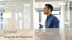  Presentation with corporation - Slide deck featuring focused-caucasian-man-working background and a lemonade colored foreground