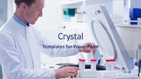  Presentation with chemist - Beautiful PPT theme featuring focused chemist doing an experiment in laboratory backdrop and a sky blue colored foreground