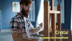  Presentation with contemporary art - Colorful slide set enhanced with focused contemporary artist red backdrop and a  colored foreground