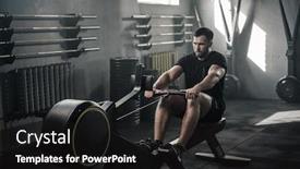  Presentation with rowing - Beautiful presentation theme featuring focused-man-train-on-rowing backdrop and a dark gray colored foreground