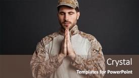  Presentation with masculine - Theme with focused-masculine-military-man-making background and a violet colored foreground