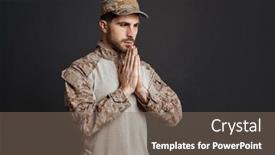  Presentation with masculine - Slides having focused-masculine-military-man-making background and a violet colored foreground