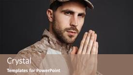  Presentation with masculine - Theme enhanced with focused-masculine-military-man-making background and a coral colored foreground