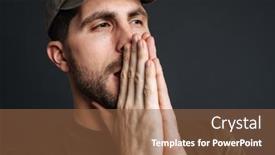  Presentation with black man - Colorful PPT layouts enhanced with focused-masculine-military-man-making backdrop and a tawny brown colored foreground