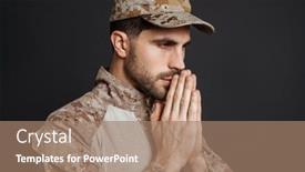  Presentation with masculine - Beautiful theme featuring focused-masculine-military-man-making backdrop and a coral colored foreground
