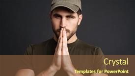  Presentation with masculine - Cool new theme with focused-masculine-military-man-making backdrop and a tawny brown colored foreground