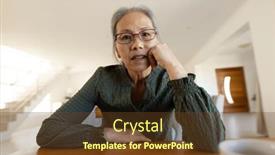  Presentation with senior asian - Theme consisting of focused-senior-asian-woman-having background and a tawny brown colored foreground