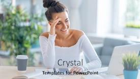  Presentation with podcast - Colorful theme enhanced with focused-young-businesswoman-studying-online backdrop and a light blue colored foreground