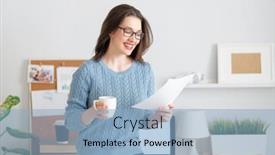  Presentation with podcast - Amazing PPT layouts having focused-young-businesswoman-studying-online backdrop and a light blue colored foreground