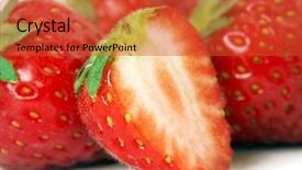  Presentation with strawberry - Slide deck having fod - fresh strawberry on white background background and a  colored foreground