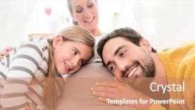  Presentation with moms - Beautiful theme featuring foetus - girl and dad listening backdrop and a coral colored foreground