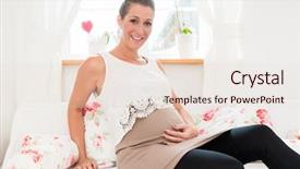  Presentation with pregnant woman in hospital - Cool new PPT layouts with foetus - happy pregnant woman sitting backdrop and a lemonade colored foreground