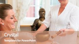  Presentation with wellness - Amazing presentation design having foetus - pregnant woman getting sound bowl backdrop and a coral colored foreground