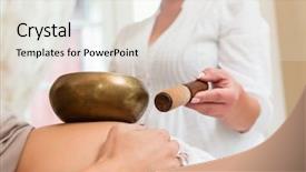  Presentation with pregnant - Colorful presentation theme enhanced with foetus - pregnant woman getting sound bowl backdrop and a white colored foreground